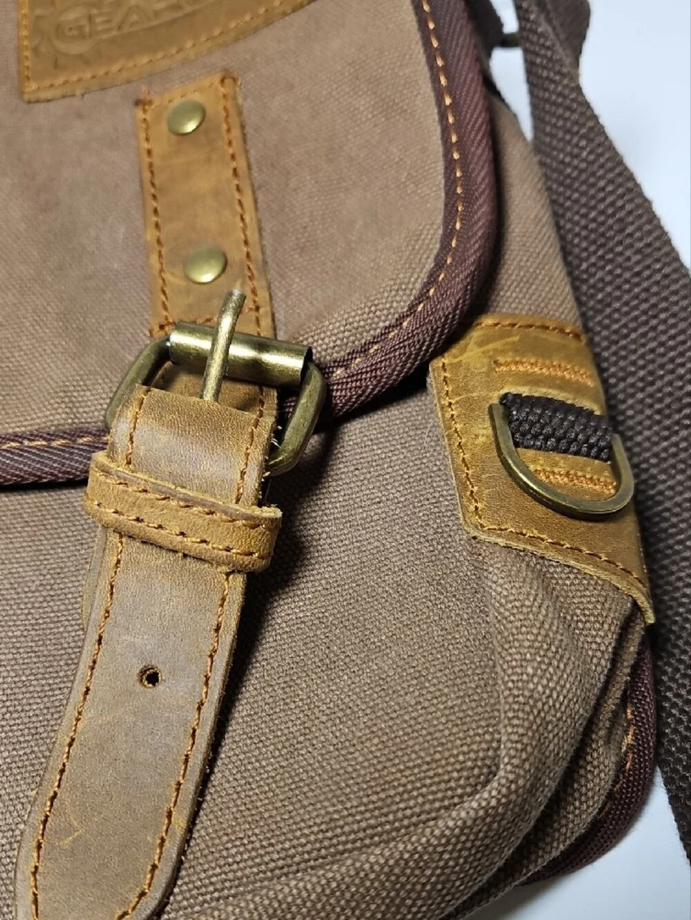 Gearonic Canvas and Leather Crossbody Messenger Bag for Men